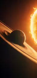 a very large yellow object near the moon