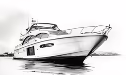 the white boat is out in the water