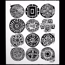 a piece of art that is in black and white,an image of some type of art with circles