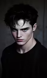 a young man looks at the camera with intense eyeshadow