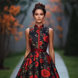 a model walking on a runway during the day
