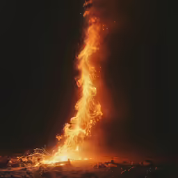 an uprooted fire with many bright colors