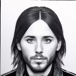 a guy in a black leather jacket with long hair and blue eyes
