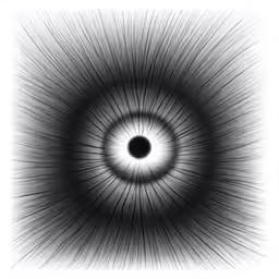 the image shows a black and white pattern of a round object with dots