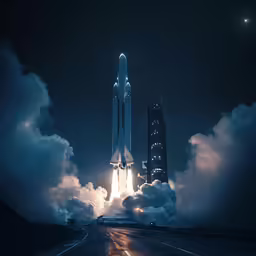 a space shuttle launching into the sky