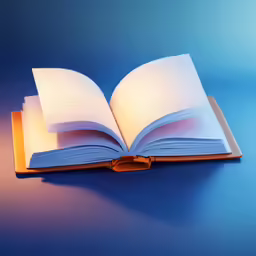open book on top of table on blue background