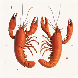 a group of fresh lobsters are on a white background