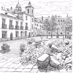 this is a drawing of a city garden