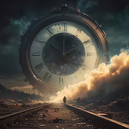 a giant clock with steam coming out of the top