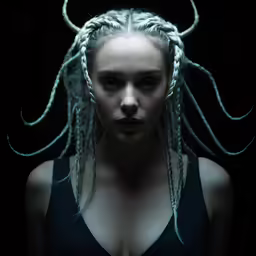 the woman with long blonde hair is wearing a brach
