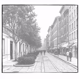 a black and white photo of people walking on street