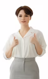an image of a woman showing thumbs up