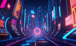 a tunnel that has many neon lights inside