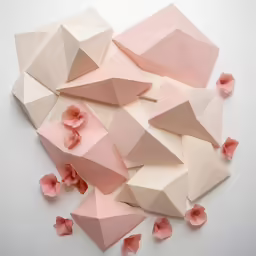 the paper flowers are on the table together