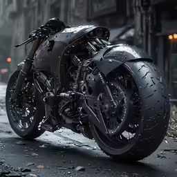 an artistic photograph of a motorcycle on a city street