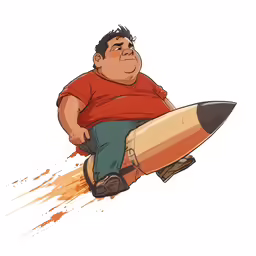 a fat man on a rocket ship
