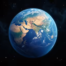 a large and detailed world map in a space scene