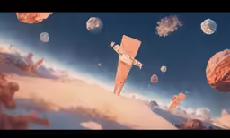 a strange image of an area that has planets flying around
