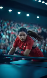 a woman leans forward on top of a chair with her tennis racket in her hand