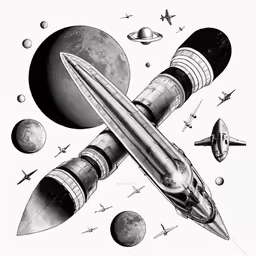 a black and white drawing of an saturn vehicle
