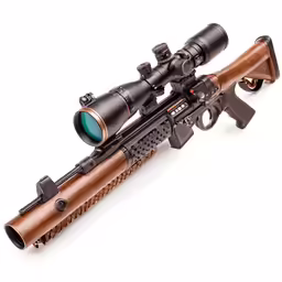 the rifle with a scope and a scope is shown