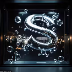 a display case with some glass bubbles on it