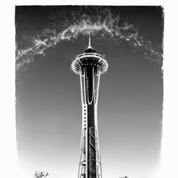 an image of a black and white photo of a high rise building