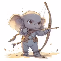 a small elephant with a bow and an arrow