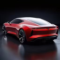a car with a red body on the side