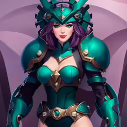 a sexy looking woman in a green costume