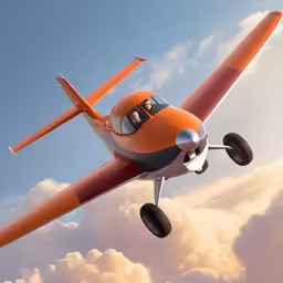 the small airplane has been painted orange and black