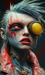 a woman with her eyes covered in paint and eye makeup