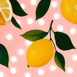 a close up of an array of lemons on a pink background