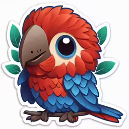 a parrot with blue and red feathers on it