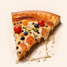 this is a slice of pizza sitting on top of a white surface