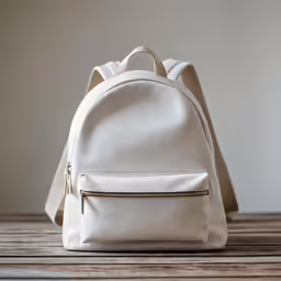 the front pocket of a backpack, with its zipped pocket open and zippered