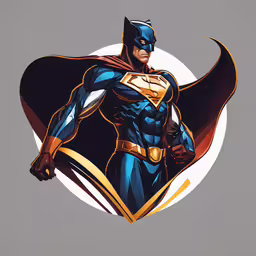 the character of batman standing in front of a circular background,a superman standing in front of a circular background