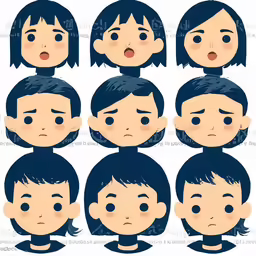 some little kids with different expressions, and one boy is very angry