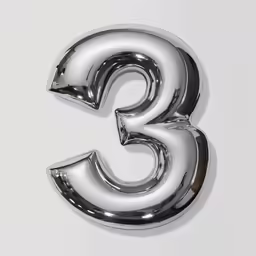 a large chrome foil number 3