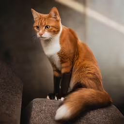 there is a small cat that is sitting on a rock