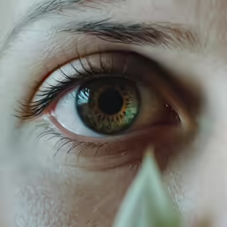 a young man with long lashes looks directly into the camera