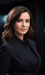 a beautiful young woman in black is posing
