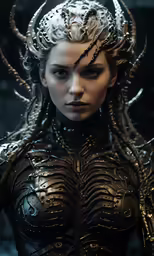 a woman wearing an alien costume and elaborate braid