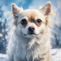 a small dog with white hair is posing