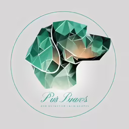green abstract dog with white background in blue circle