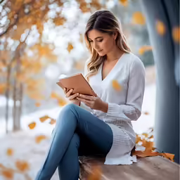 a young lady sitting down on top of a wooden bench