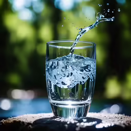 a water glass is being filled with water