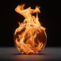 a bowl filled with fire on top of a table