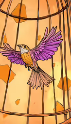 there is a small bird inside a cage