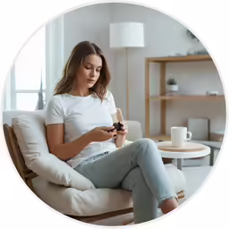 a woman in jeans is on her phone